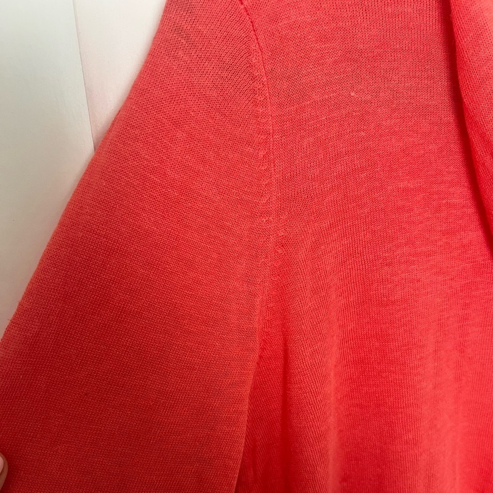 Cynthia Rowley Open Cardigan Sweater Womens M Coral Hooded Linen Blend Coastal - Picture 6 of 6